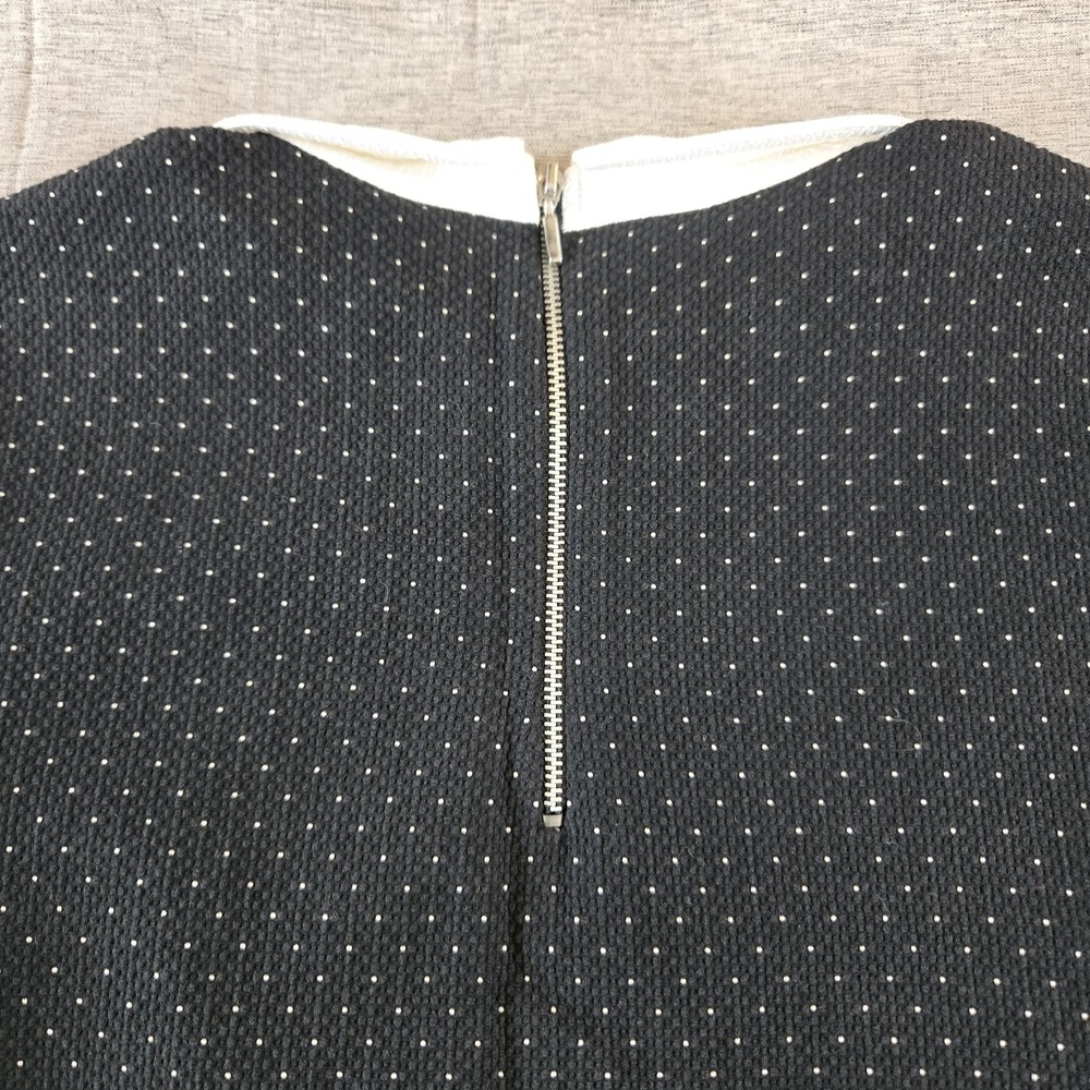 Zara Basics Women's Dress Collared Back Zip Knee Length Black w/ White Dots XS - Picture 5 of 11